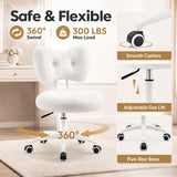 White Desk Chair with Wheels, Comfy Office Chair with Back for Bedroom