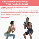 5 lb Kettlebell Weight with Three-handles for Weightlifting, Conditioning and Core Training for Women Men Home Gym [Purple] RUNWE