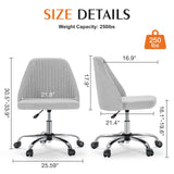 Sweetcrispy Armless Vanity Chair, Cute Comfy Home Office Desk Chair with Wheels