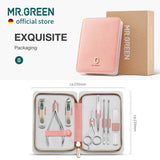 MR.GREEN Fashion Imprint Manicure Sets Professional Nail Clipper Set Personal Care Tool Kits Nial Cutter Gift With Leather Case (Pink(8Pcs Set))