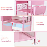 Gugsey Pink Small Nightstand, Kids Nightstand for Bedroom, End Table with Hooks and Holder, Toddler Bedside Table for Girls, Desk Organizer for Office, Dorm (Pink)