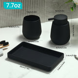 DAHACIS Black Bathroom Accessories Set, Modern 3 Pcs Bathroom Essentials - Soap Dispenser, Toothbrush Holder & Tray, Countertop Vanity Organizer (Black)