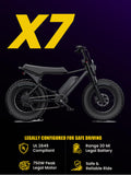 MACFOX X7&X7L Fat Tire Ebike for Teens, 750W Peak, Class 2, UL 2849