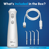 Waterpik Cordless Pearl Rechargeable Portable Water Flosser for Teeth, Gums, Braces Care and Travel, Extra Quiet, 4 Flossing Tips - ADA Accepted, WF-13 White, Amazon Exclusive