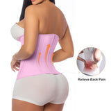 SHAPERX Waist Trainer for Women Underbust Corset Shapewear Tummy Control Workout Waist Cincher Body Shaper Zipper and Hooks, SZ7310-Pink-2XL