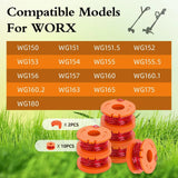YMHB Trimmer Spool Line for Worx,12 Pack WA0010 Edger Spools Replacement for Worx, Trimmer Line Refills 0.065 inch for Worx, Suitable for Worx String Trimmers(10 Grass Trimmer Line, 2 Trimmer Cap)