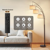 Fansdrick 3 Light Arc Floor Lamps for Living Room, 2400LM Super Bright Floor Lamp with Remote Control, 80" Tall Floor Lamps with Stepless Dimmable, Mid Century Tree Floor Lamp for Bedroom, Office