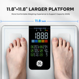 GE Smart Scale for Body Weight, BMI, Fat, Muscle Mass, Digital Bathroom Scales 500lbs Bluetooth 11.8" Large Platform Weighing Machine Health Monitor with App, White