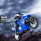 ZAVEIOP Remote Control Motorcycle, High Speed Self Balancing Single Wheel Stunt RC, 1/6 Scale 360 Rotating LED Flashlight Toy, Best Xmas Gift for Boys & Girls, Blue