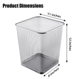 SHSYCER 10-Pack Silver Square Metal Trash Cans, 6 Gallon Capacity, Mesh Design, Non-Slip Base, Smooth Edges, Suitable for Office, Home, School