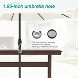 Homenjoy 7 Piece Patio Dining Set, 66" Rectangle HDPS Weather Resistant Outdoor Table & 6 Patio Chairs Set with 1.96" Umbrella Hole, Heavy Duty Chairs for Backyard Deck, Dark Brown