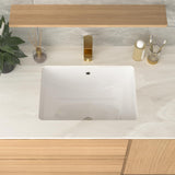 GhomeG Undermount Bathroom Sink Rectangle 21x14 Inch White Rectangular Porcelain Ceramic Vessel Sink with Overflow, Under Counter Lavatory Vanity