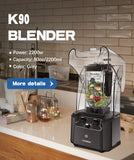 CRANDDI Quiet Commercial Blender with Soundproof Shield, 2200 Watt Professional Blenders for Kitchen, Grey