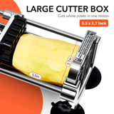Befano French Fry Slicer, Stainless Steel Potato Cutter with 1/4 inch and 1/2 inch Blades for Thin and Thick Fries, Commercial French Fry Cutter for Homemade Sweet Potatoes Carrots, and Cucumbers