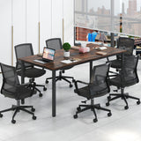 71" L x 35.5" W Large Meeting Table with Metal Frames, Rectangle Conference Room Table with Cable Grommet for Office, Boardroom