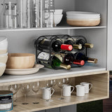 Buruis 6-Bottle Wine Rack, Modern Metal Countertop Wine Holder Stand for Kitchen, Pantry & Cabinet Storage, No Assembly Required, Black