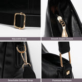 Slouchy Hobo Bags for Women, Large Shoulder Bag with Top Handle, Vintage Crossbody Purse Leather Travel Slouchy Tote Handbag (Black)