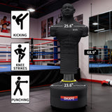 Punching Dummy, Durable Silicone Punching Bag with Large Stable Base for Adults & Kids, Freestanding Training Target for Boxing, Taekwondo, MMA, Home Gym(Black-2)