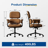 HomeZeer Brown Office Chair with Memory Foam Cushion, Fabric Office Chair with Wheels and Arms