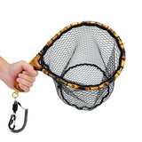 Nuoviyiya Fly Fishing Net with Release, Lightweight Trout Fishing Net with Wooden Handle Frame, Rubber-Coated Mesh Landing Nets for Minnow, Catch and Release