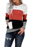Daspkuwy Winter Long Sleeve Shirts for Women Colorful Striped Ladies Sweaters Pullover Loose Fit Halloween Soft Length Juniors Tops for Woman Red L