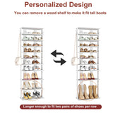 HOMEFORT 10-Tier Corner Shoe Tower - Double Rows, Slim Shoe Stand for 20 Pairs - Entryway, Hallway, Closet (White)