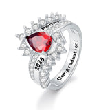 Oseew 2027 Class Graduation Ring for Women College High School (White Gold)