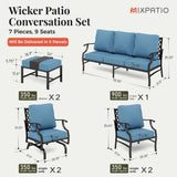 MIXPATIO 7-Piece Patio Conversation Set, Rocking Chairs, 2 Ottomans