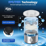 Hydrogen Water Bottle Generator 3 in 1, Hydrogen Water Mark Up to 4000PPB, SPE/PEM Tech-3 Min Hydrogen Rich for Drinking and Inhalation, Auto Clean, Portable for Home Gym Office Travel (16OZ,Sliver)