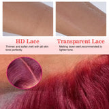 ALSZIQIHR Burgundy 99J Red Water Wave Human Hair Wig 13x4 HD Lace 34inch