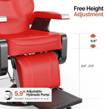 OmySalon Barber Chair Recline, Salon Chair for Hair Stylist Heavy Duty, Wide Seat 360 Degree Swivel, All Purpose Chair for Beauty Spa Barbershop Shampoo, Red