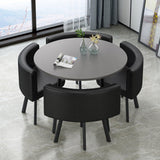 Small Square 4-Piece Table Chair Set for Kitchen Office Reception Club(Black Circle)