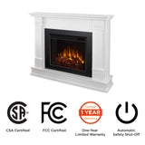 Real Flame Silverton 48” Electric Fireplace with Mantel for Living Room or Bedroom, Replaceable Fireplace Insert Heater, Realistic Log and Flame Effect, Remote Control, Timer, White