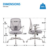 Office Star Products Ventilated Seating, Mesh Back Manager's Office Chair, Height-Adjustable Arms, Professional Office Seating, Lumbar Support, Grey