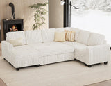 Belffin Corduroy Sleeper Sofa Bed with Storage Chaise Modular Sectional Sofa Couch