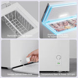 MEPTY 2.05 Cu.Ft Chest Freezer,Top Open Door Deep Freezer with 2 Removable Baskets,7 Adjustable Thermostat,Built-in LED Light,Quiet Energy Saving Freezers for Home,Kitchen,Garage Use