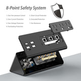 Nightstand Edge Mount Power Strip with USB-C Ports Tabletop Surge Protector Desk Clamp Power Sockets with 3 AC Outlets &4 Fast Charging USB Ports for Home Office Hotel and Dormitory (Black(2-Pack))