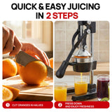 ARINOO Kitchen Cast Iron Citrus Juicer,Manual Hand Press Orange Juicer,Heavy Duty Countertop Squeezer for Lemon,Orange, Easy to Use & Clean（Black)