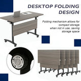 Commercial Mobile Conference Tables, Folding Modular Meeting Tables with Wheels, Rolling Training Seminar Desks for Office School Classroom Library (6, Grey, 70.8IN)