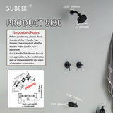 SUBEIXI 2 Handle Shower Faucet Set with Tub Spout Matte Black Two Handles Shower Faucet Set Bathtub Shower Faucet Combo, Wall Mount