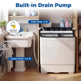 COSTWAY Portable Washing Machine, Twin Tub Lbs Capacity with Built-in Drain Pump, Lbs Washer and Lbs Spinner with Timer Control, Laundry Machine Perfect for Apartment Dorm RV (Grey+White,26 LBS)