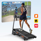 THERUN Incline Treadmill, Treadmills for Running and Walking, 300 lbs Weight Capacity Folding Treadmill with 0-15% Auto Incline, Wide Belt, 3.5 HP, App, Heart Rate, Black-Cooling Fan