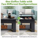 GINMAON Lift Top Coffee Table with Hidden Storage-39.4" Modern Lift-Up Design, Convertible Dining & Laptop Desk for Living Room, Reception-Scratch-Resistant, Spacious Compartment & Shelves (Black)