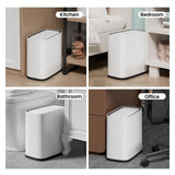 Bathroom Trash Can with Lid and Wheels, 10L/2.6 Gal Small Slim Garbage Can