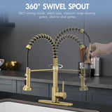 AIMADI Gold Kitchen Faucet with Pull Down Sprayer,Commercial Single Handle Brushed Gold Kitchen Sink Faucet with Deck Plate