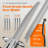 950W Brushless Motor Electric Meat and Bone Saw, with（2 × 3600mAh Battery 6 Upgraded Blades）Handheld Butchering Tool - Home Butcher Saw Kit with 1 toolbox