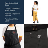 hedley & bennett Essential Apron - Adjustable Bib Chef Apron with 3 Pockets & Towel Loop - 8oz Cotton Canvas - Char Grey