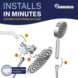 HammerHead Showers® Solid Metal Dual Shower Head Combo – CHROME – 8 Inch Rainfall High Flow Shower Head & Handheld Shower Head High Pressure with Hose 6ft - Hotel-Like Double Shower Heads