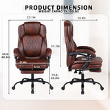 Big and Tall Office Chair with Footrest, Ergonomic Executive Desk Chair, High Back PU Leather Reclining Computer Chair for Home Office