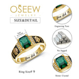 Oseew 2027 Men Gold Graduation Class Ring High School (Yellow Gold)